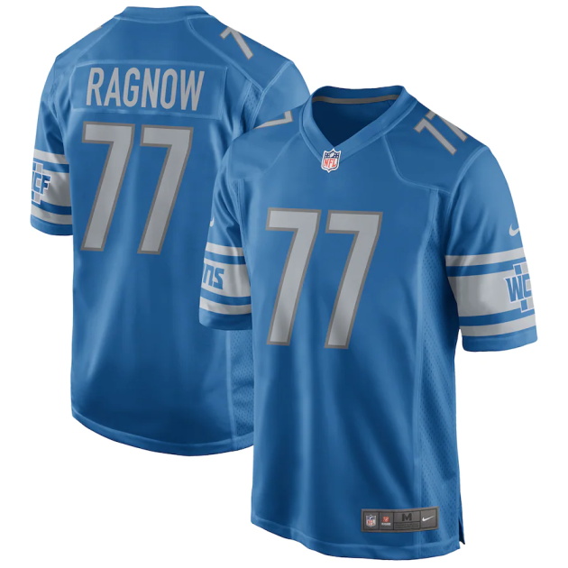 mens nike frank ragnow blue detroit lions game jersey